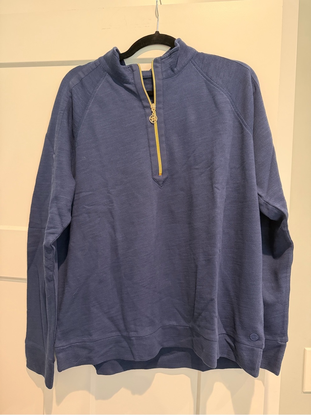 Lilly Pulitzer Blue Quarter-Zip Pullover with Yellow Trim